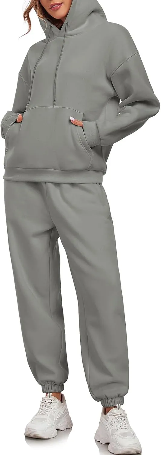 HOTIAN Womens 2 Piece Outfits Sweatsuit Oversized Hoodie Sweatshirt and Joggers Sweatpants Sets Tracksuit