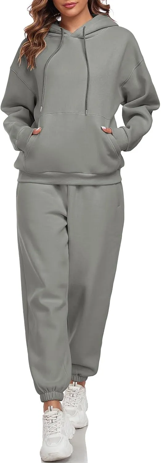 HOTIAN Womens 2 Piece Outfits Sweatsuit Oversized Hoodie Sweatshirt and Joggers Sweatpants Sets Tracksuit