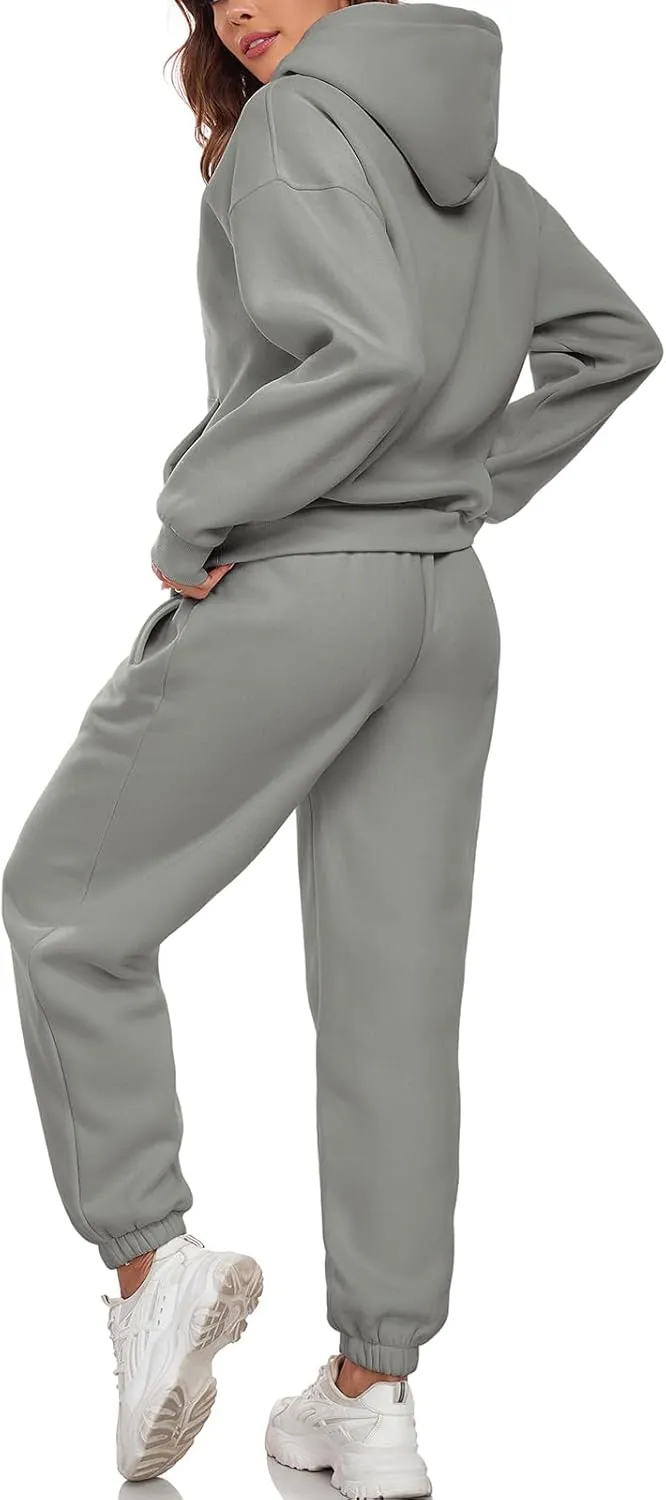 HOTIAN Womens 2 Piece Outfits Sweatsuit Oversized Hoodie Sweatshirt and Joggers Sweatpants Sets Tracksuit