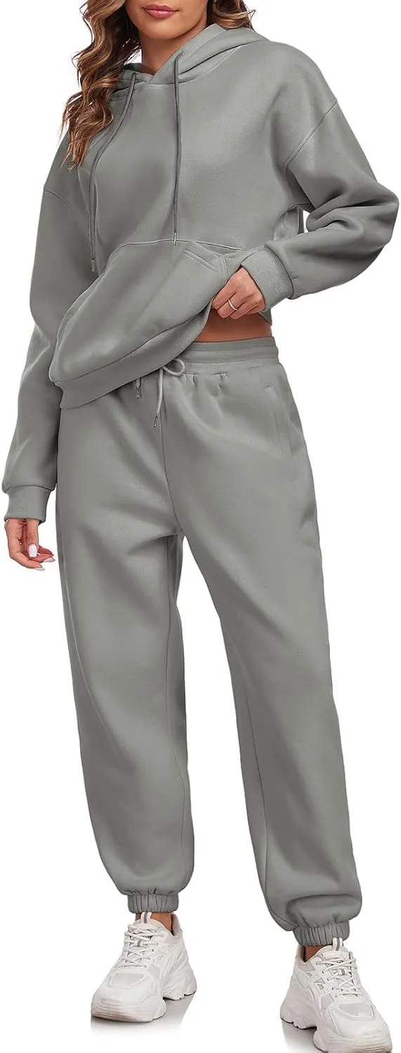 HOTIAN Womens 2 Piece Outfits Sweatsuit Oversized Hoodie Sweatshirt and Joggers Sweatpants Sets Tracksuit
