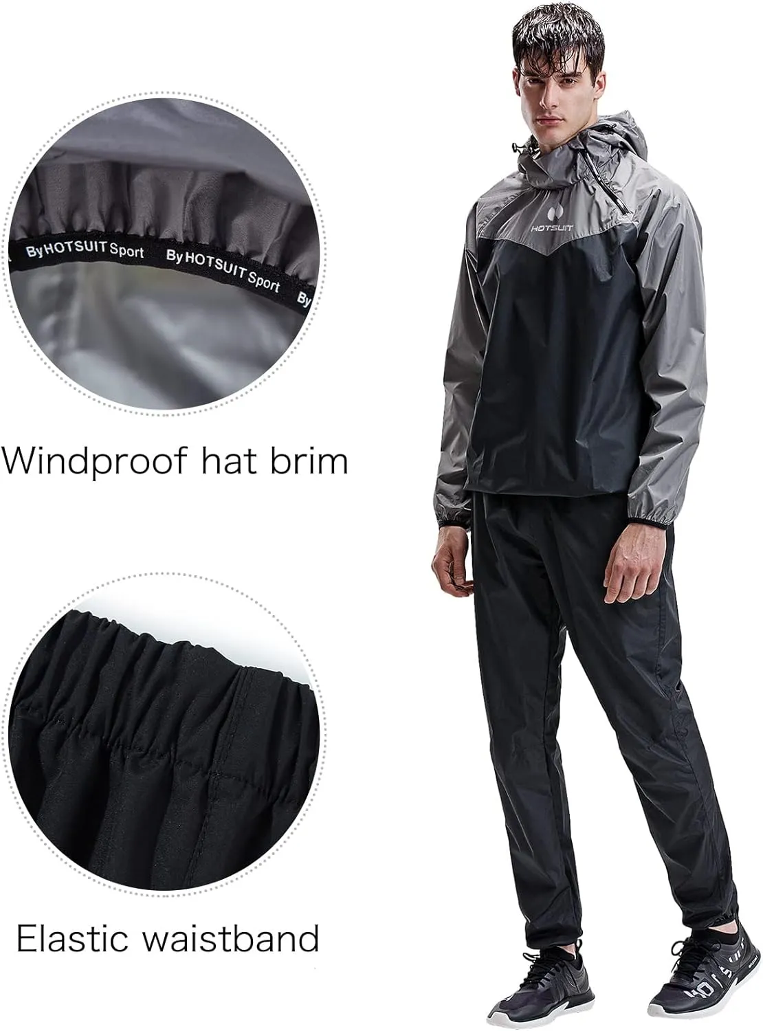 HOTSUIT Sauna Suit for Men Sweat Sauna Jacket Pant Gym Workout Sweat Suits