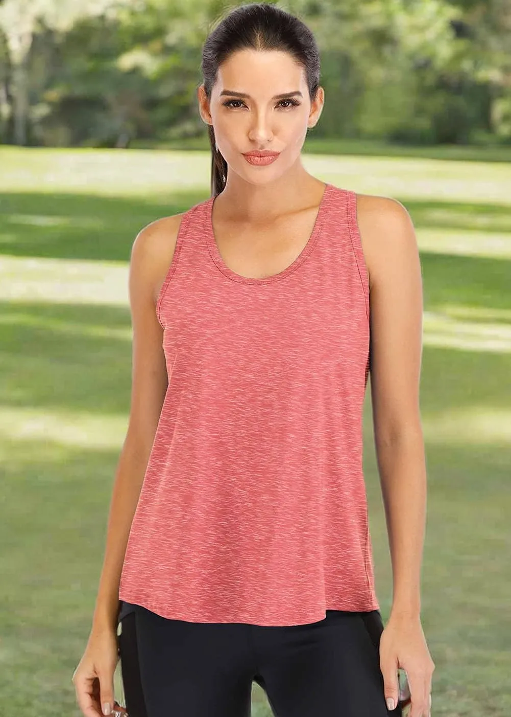 ICTIVE Workout Tops for Women Loose Fit Racerback Mesh Backless Muscle Tank Running Shirts