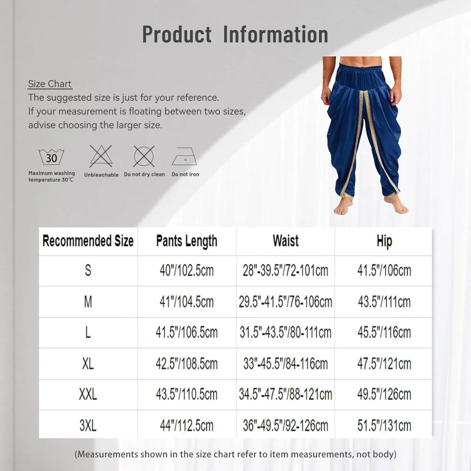 iiniim Mens Solid Color Elastic Waist Dhoti Pants Palazzo Trousers Loose Fit Belly Dance Harem Pants