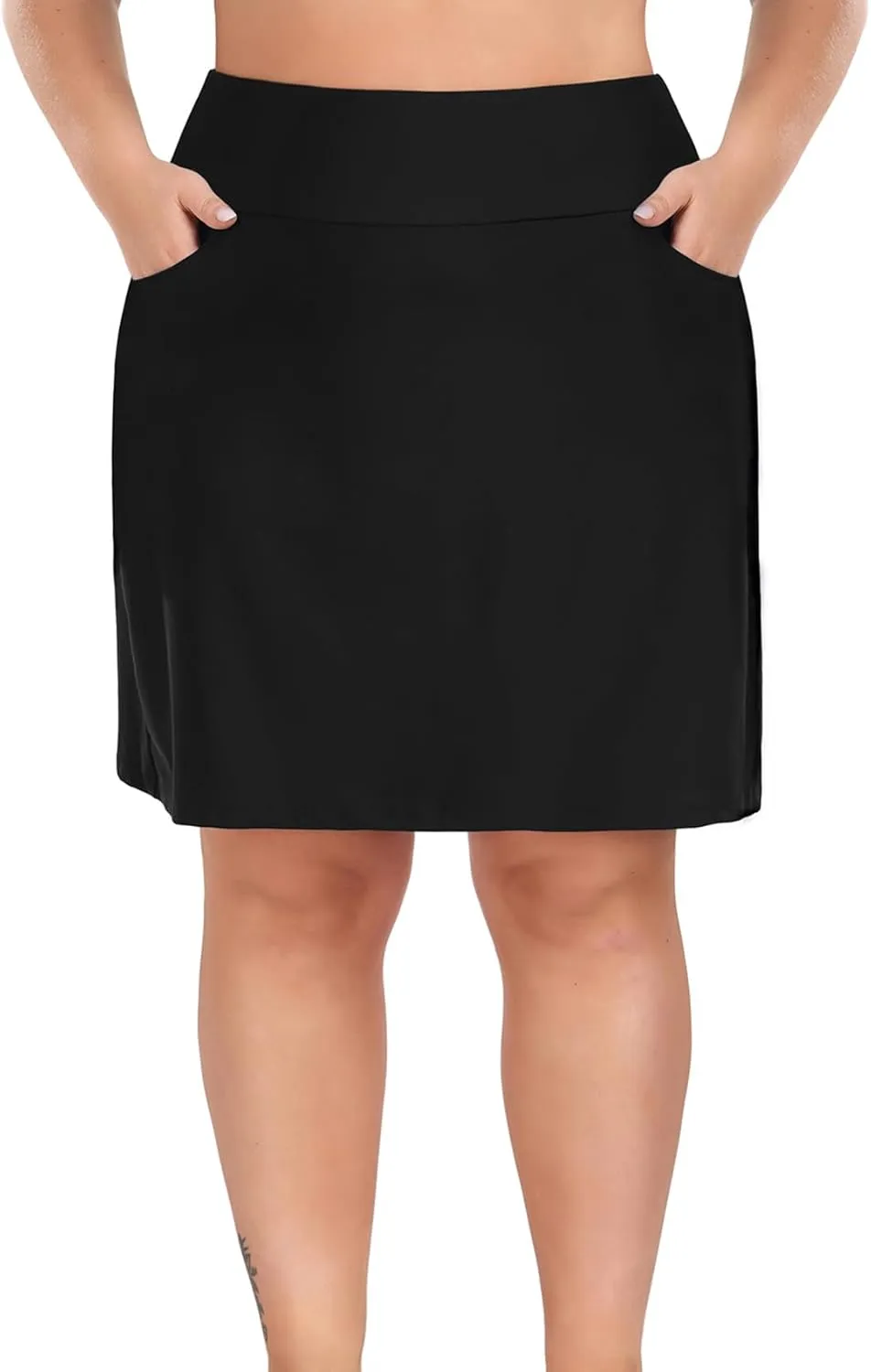 Inno 20" Womens Plus-Size Swim Skirt UPF 50  High Waisted Skort Drawstring Bikini Bottoms with Built-in Panty