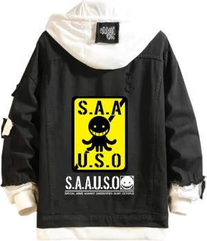 ISaikoy Anime Assassination Classroom Denim Jacket Ansatsu Kyoushitsu Long Sleeve Jeans Sweatshirt Sweater Hoodie