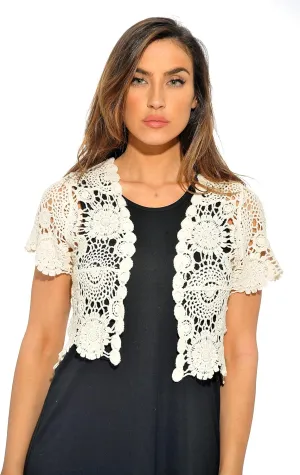 Just Love Bolero Shrug Floral Crochet Women Cardigan