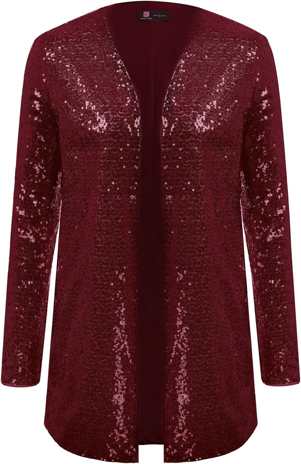 KANCY KOLE Women's Sequin Jacket Open Front Sparkly Jacket Blazer Casual Long Sleeve Cardigan Coat S-XXL