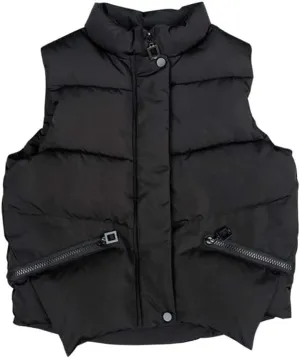 Kids Vest Zip Quilted Thick Sleeveless Warm Cotton-Padded Puff Vest Jacket Winter Windproof Outwear Coat (Color : Black, Size : XX-Large)