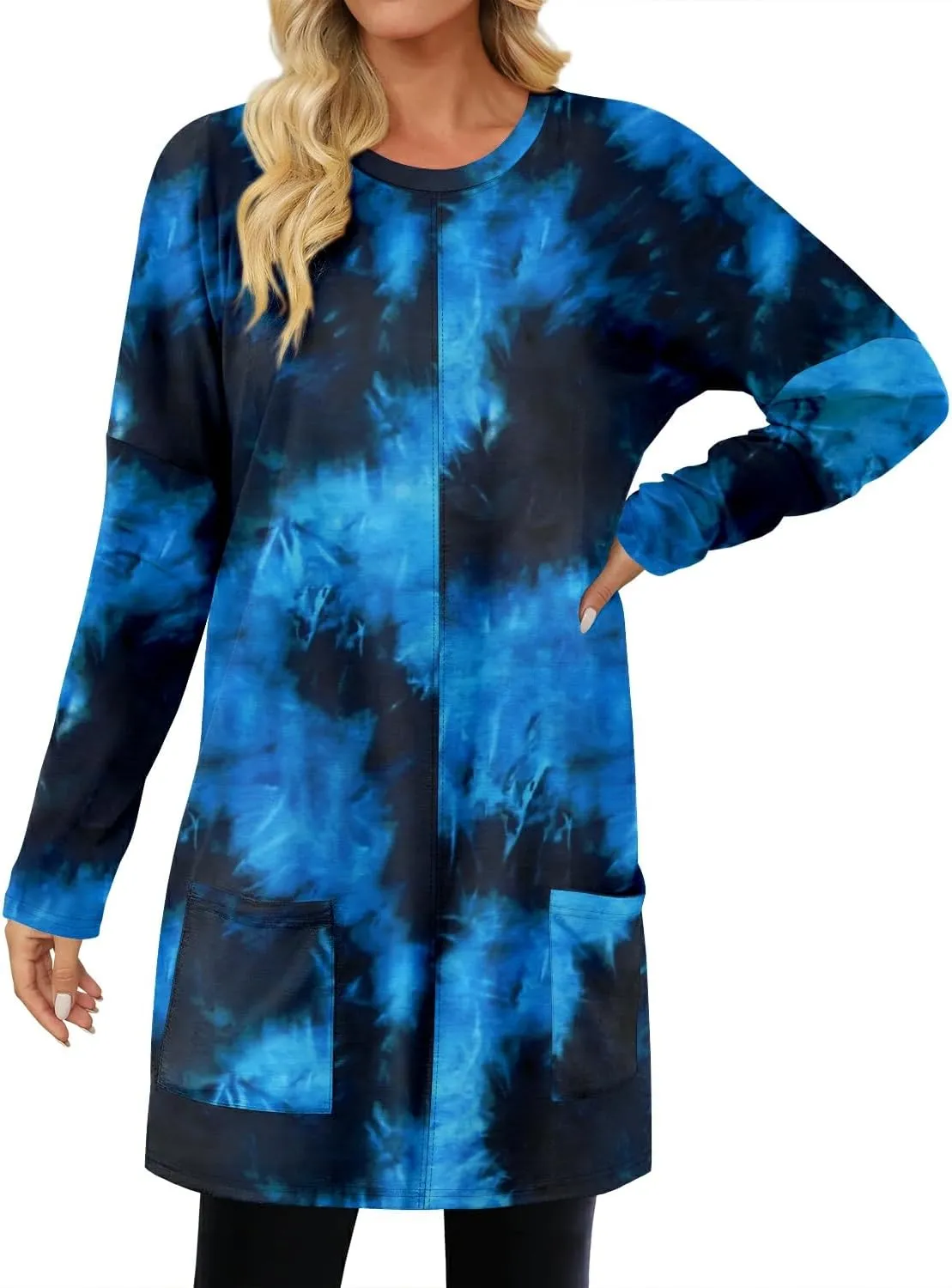 KISSMODA Womens Casual Tunic Tops for Leggings Long Sleeve Fall Shirts with Pockets