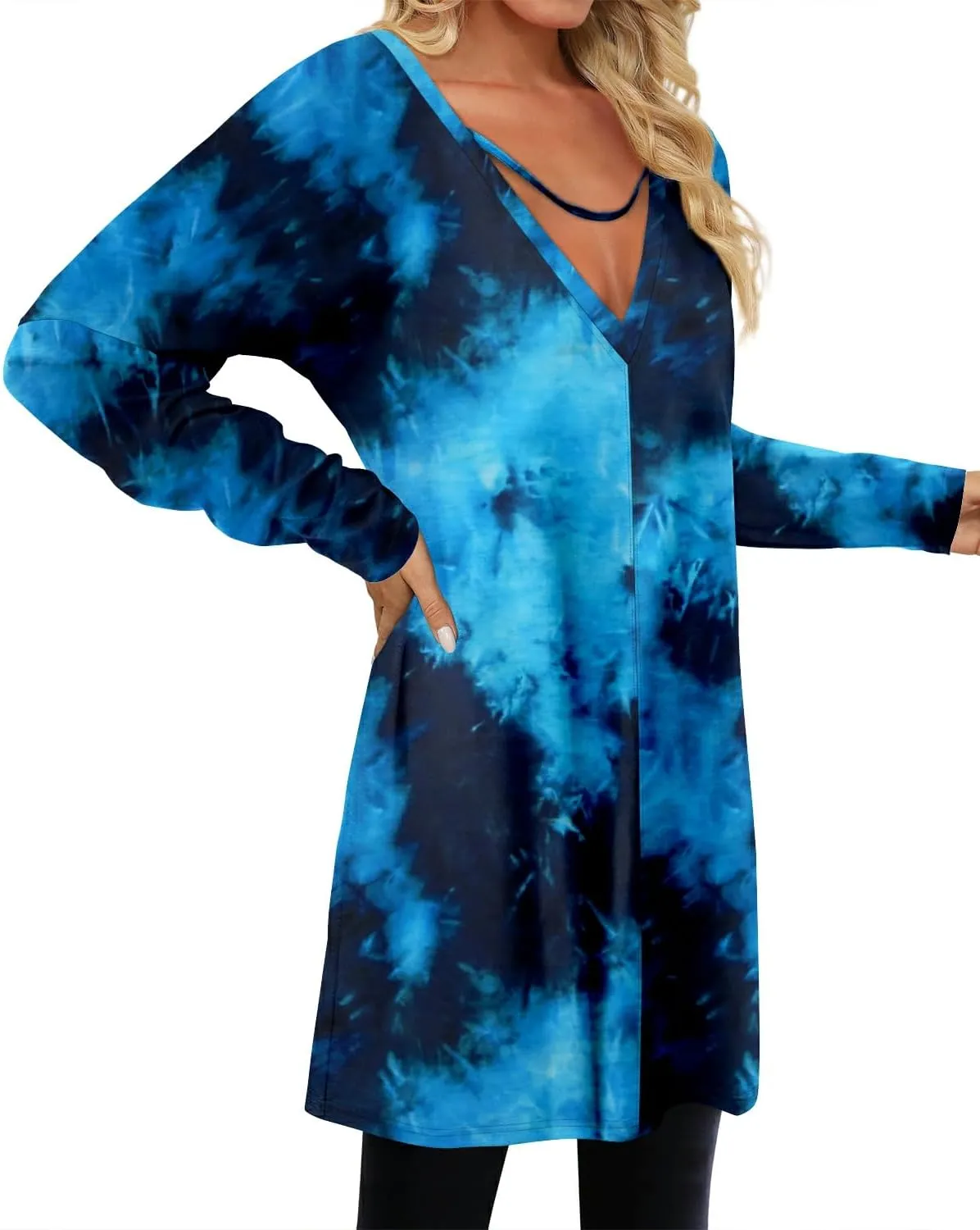 KISSMODA Womens Casual Tunic Tops for Leggings Long Sleeve Fall Shirts with Pockets