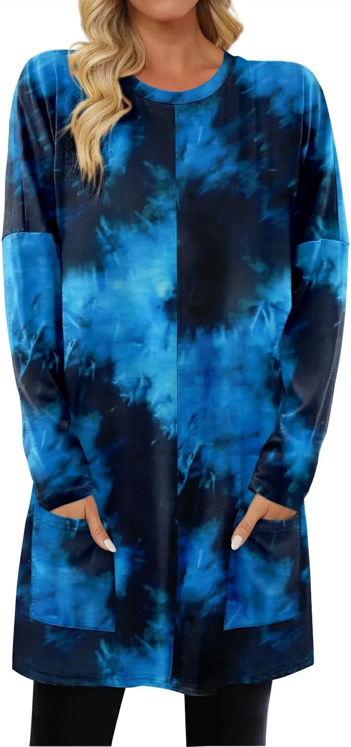 KISSMODA Womens Casual Tunic Tops for Leggings Long Sleeve Fall Shirts with Pockets