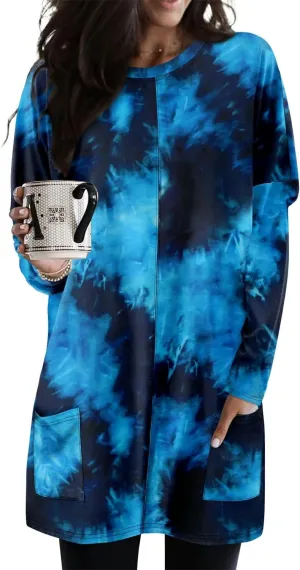 KISSMODA Womens Casual Tunic Tops for Leggings Long Sleeve Fall Shirts with Pockets