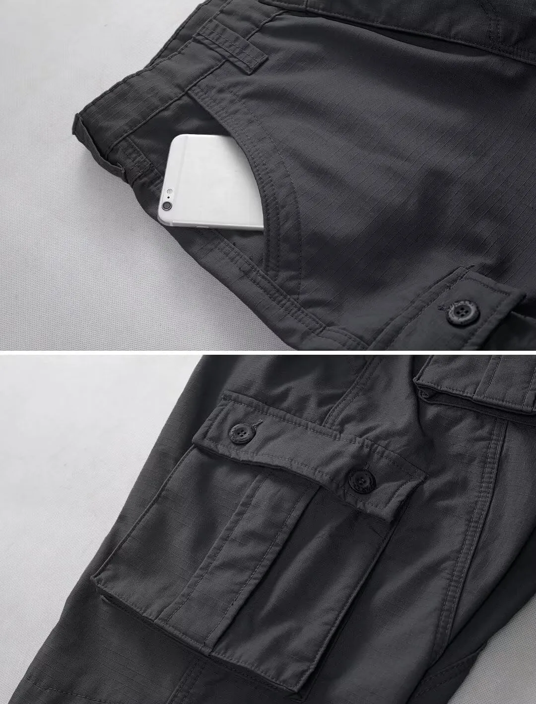 KOCTHOMY Mens Fleece Lined Hiking Pants,Winter Outdoor Thermal Casual Work Cargo Pants with Multi Pockets, No Belt.