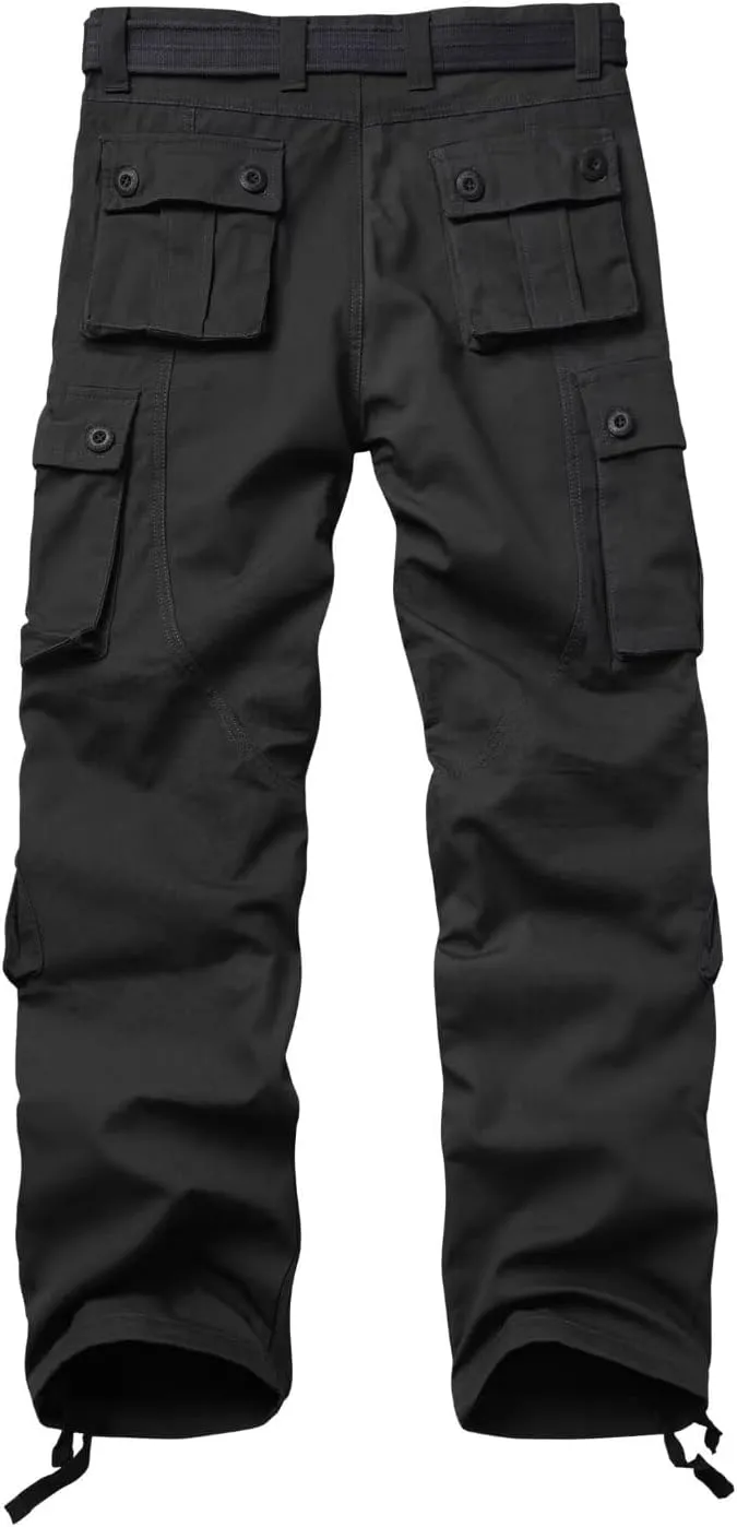 KOCTHOMY Mens Fleece Lined Hiking Pants,Winter Outdoor Thermal Casual Work Cargo Pants with Multi Pockets, No Belt.