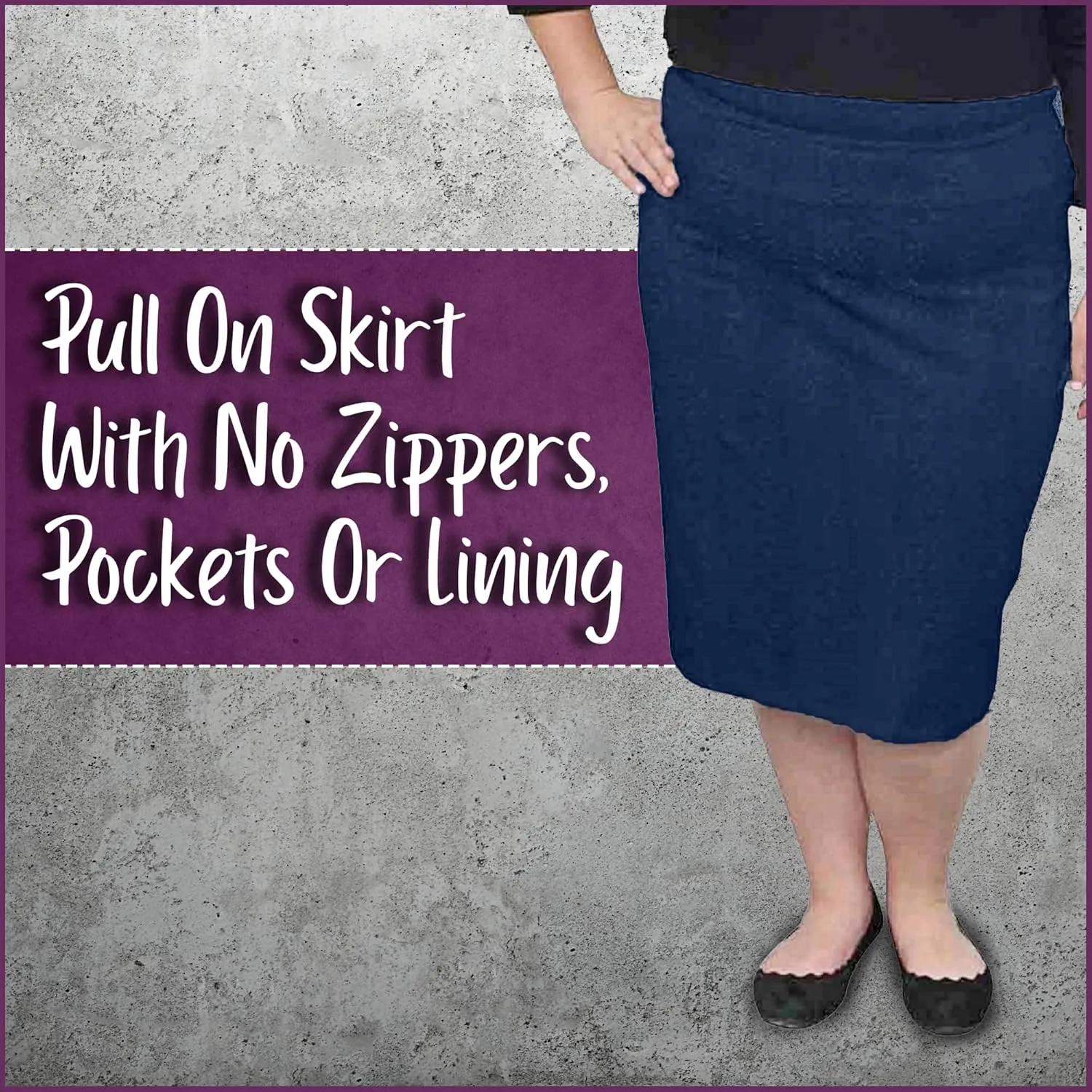 Kosher Casual Modest Knee Length Pencil Skirt for Women in Lightweight Cotton Spandex