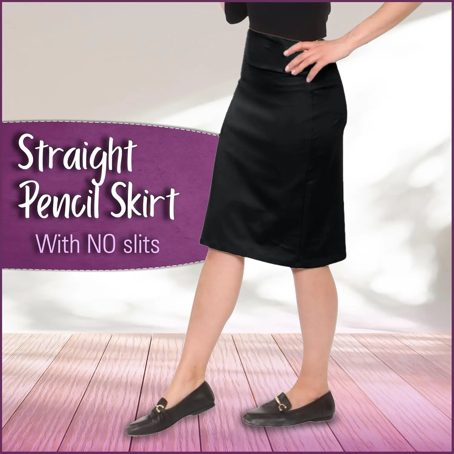 Kosher Casual Modest Knee Length Pencil Skirt for Women in Lightweight Cotton Spandex