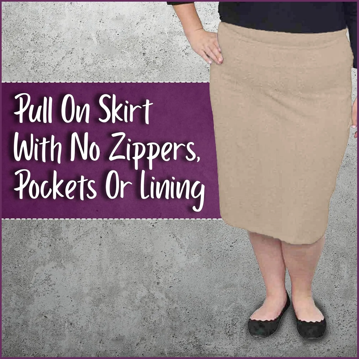 Kosher Casual Modest Knee Length Pencil Skirt for Women in Lightweight Cotton Spandex