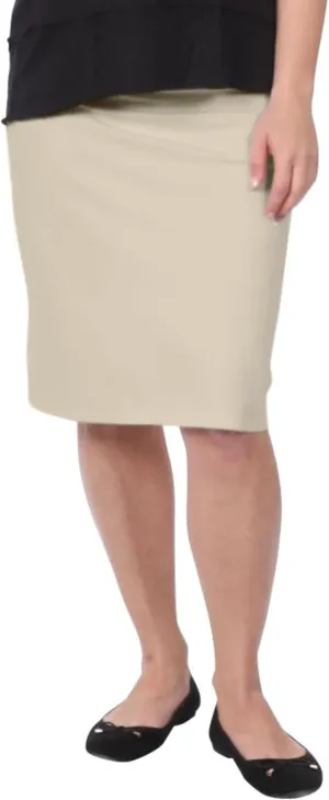 Kosher Casual Modest Knee Length Pencil Skirt for Women in Lightweight Cotton Spandex