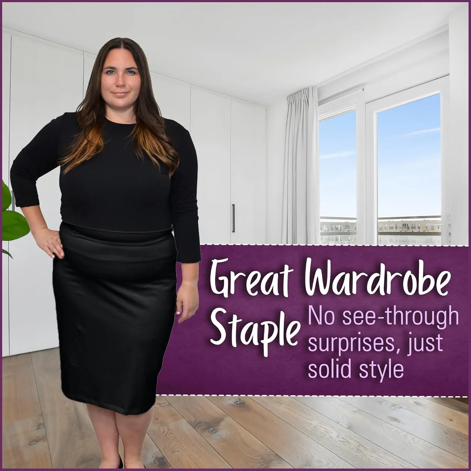 Kosher Casual Modest Knee Length Pencil Skirt for Women in Lightweight Cotton Spandex