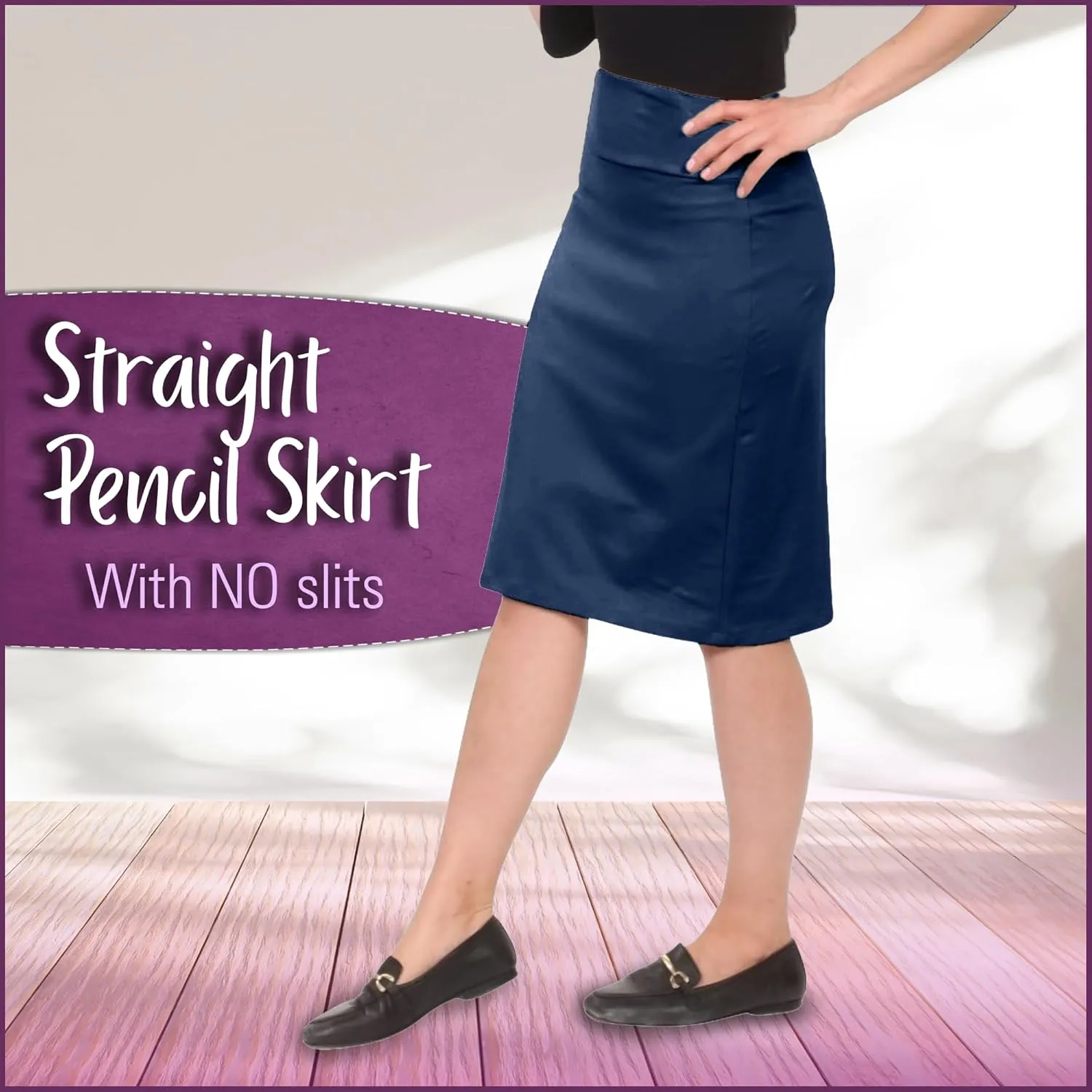 Kosher Casual Modest Knee Length Pencil Skirt for Women in Lightweight Cotton Spandex