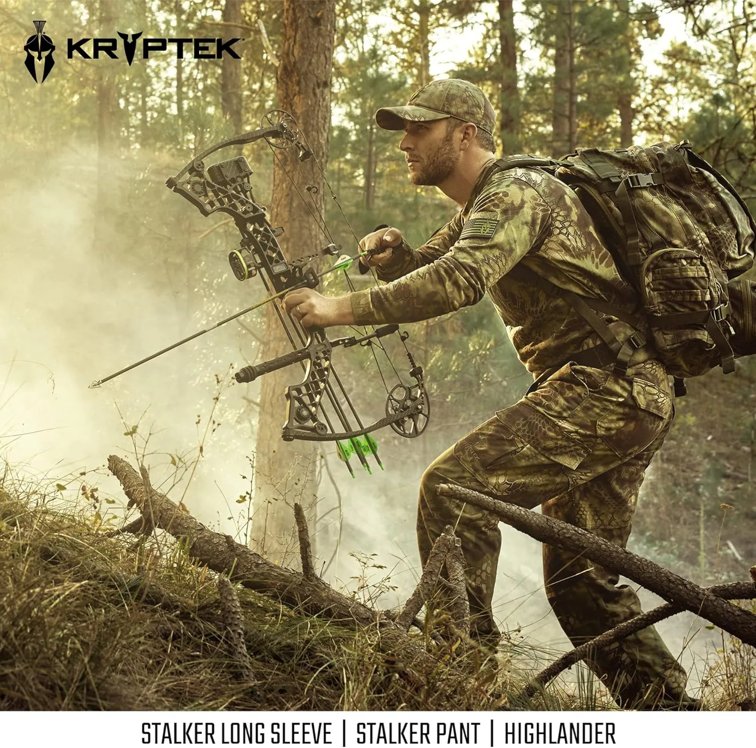 Kryptek Men's Stalker Long Sleeve, 100% Cotton, Stealthy Camo Tee