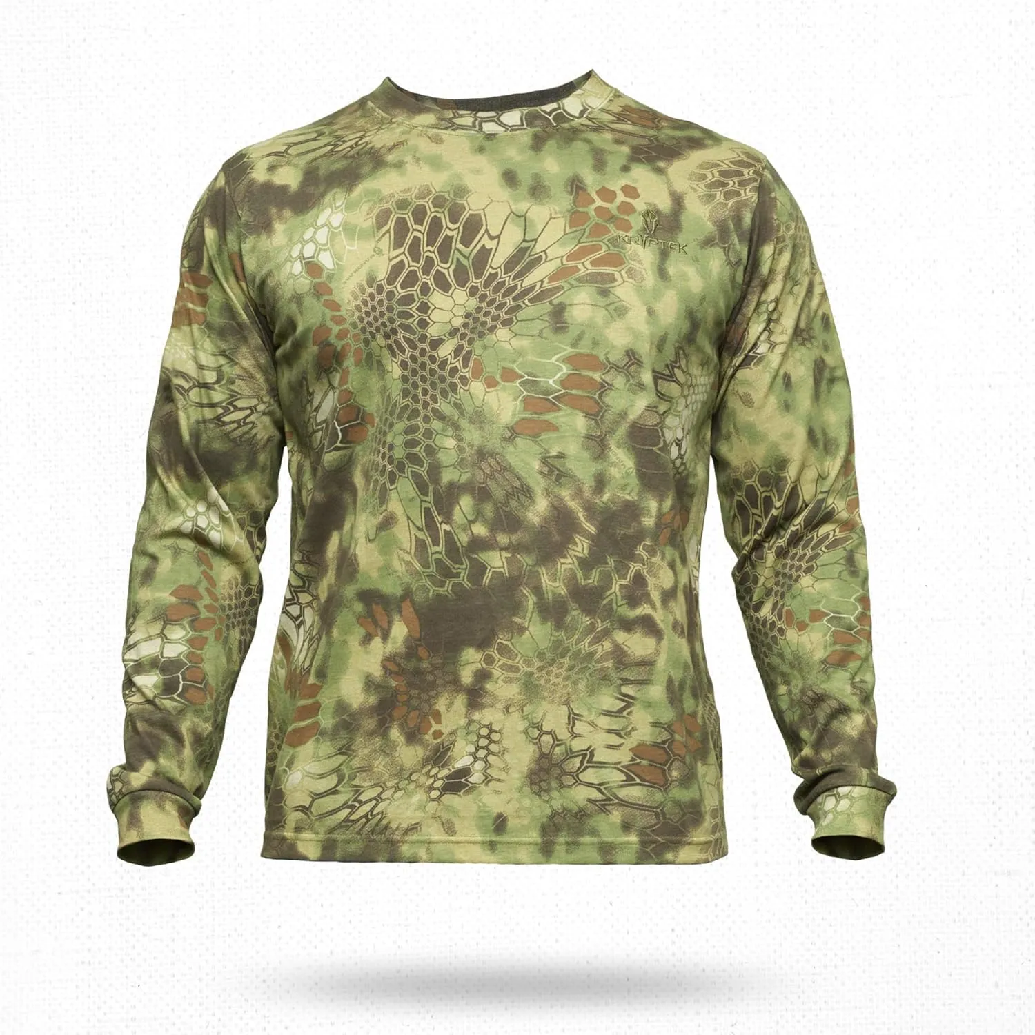 Kryptek Men's Stalker Long Sleeve, 100% Cotton, Stealthy Camo Tee