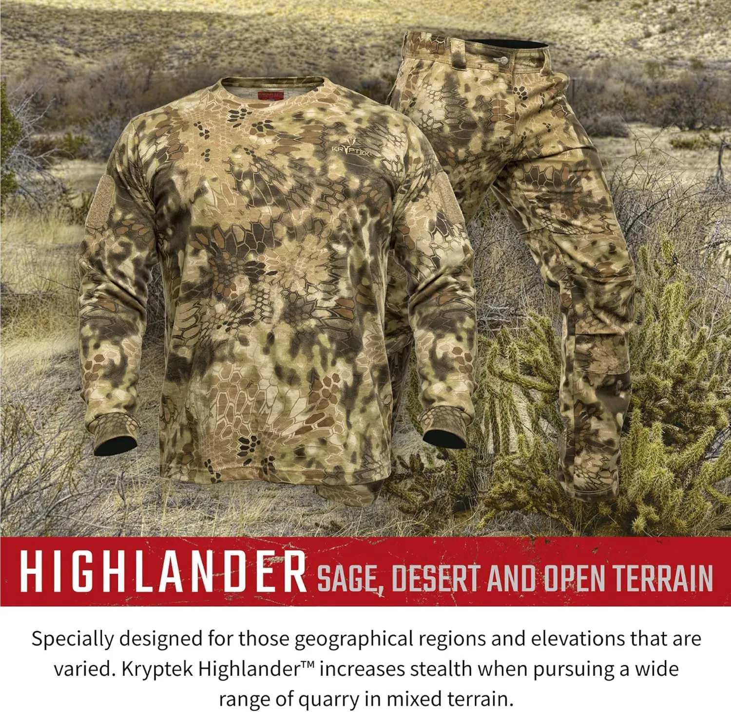 Kryptek Men's Stalker Long Sleeve, 100% Cotton, Stealthy Camo Tee
