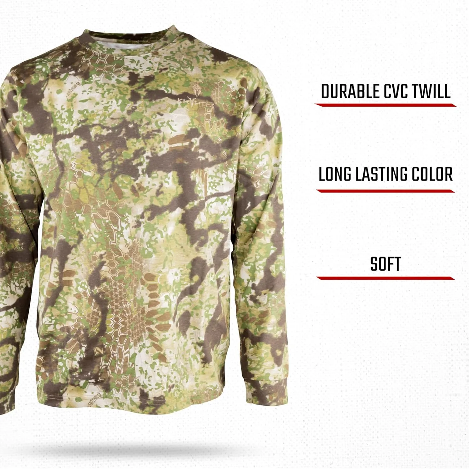 Kryptek Men's Stalker Long Sleeve, 100% Cotton, Stealthy Camo Tee