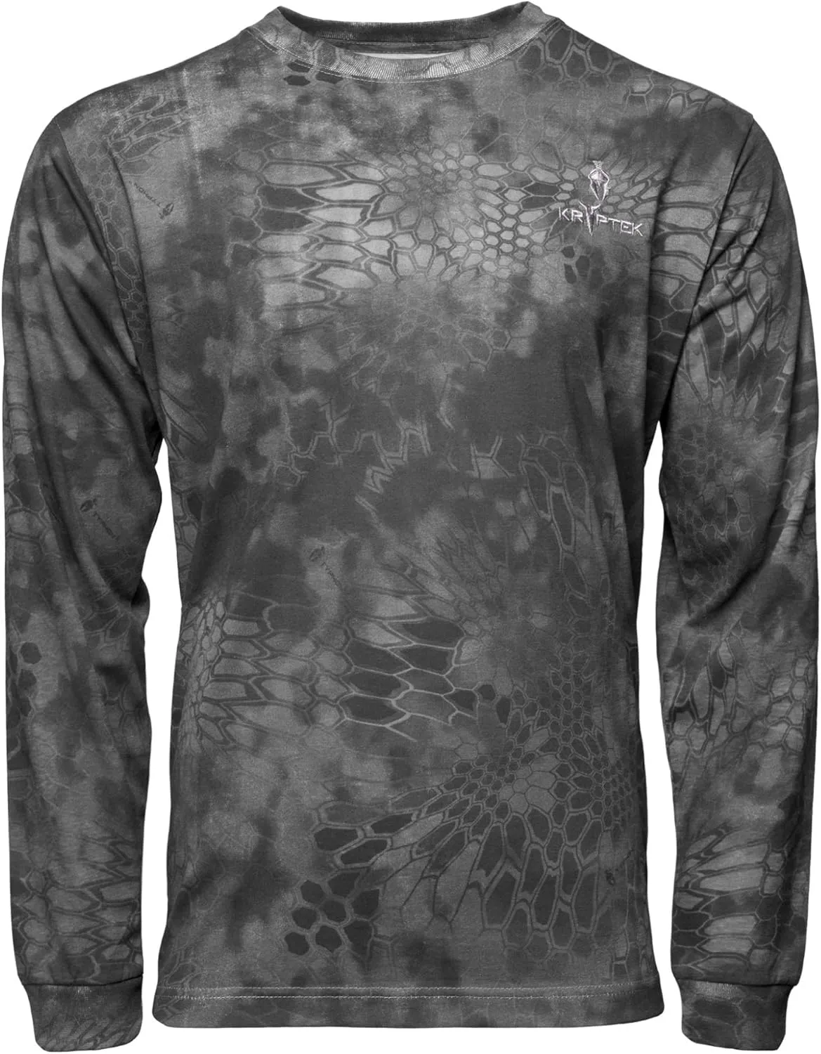 Kryptek Men's Stalker Long Sleeve, 100% Cotton, Stealthy Camo Tee