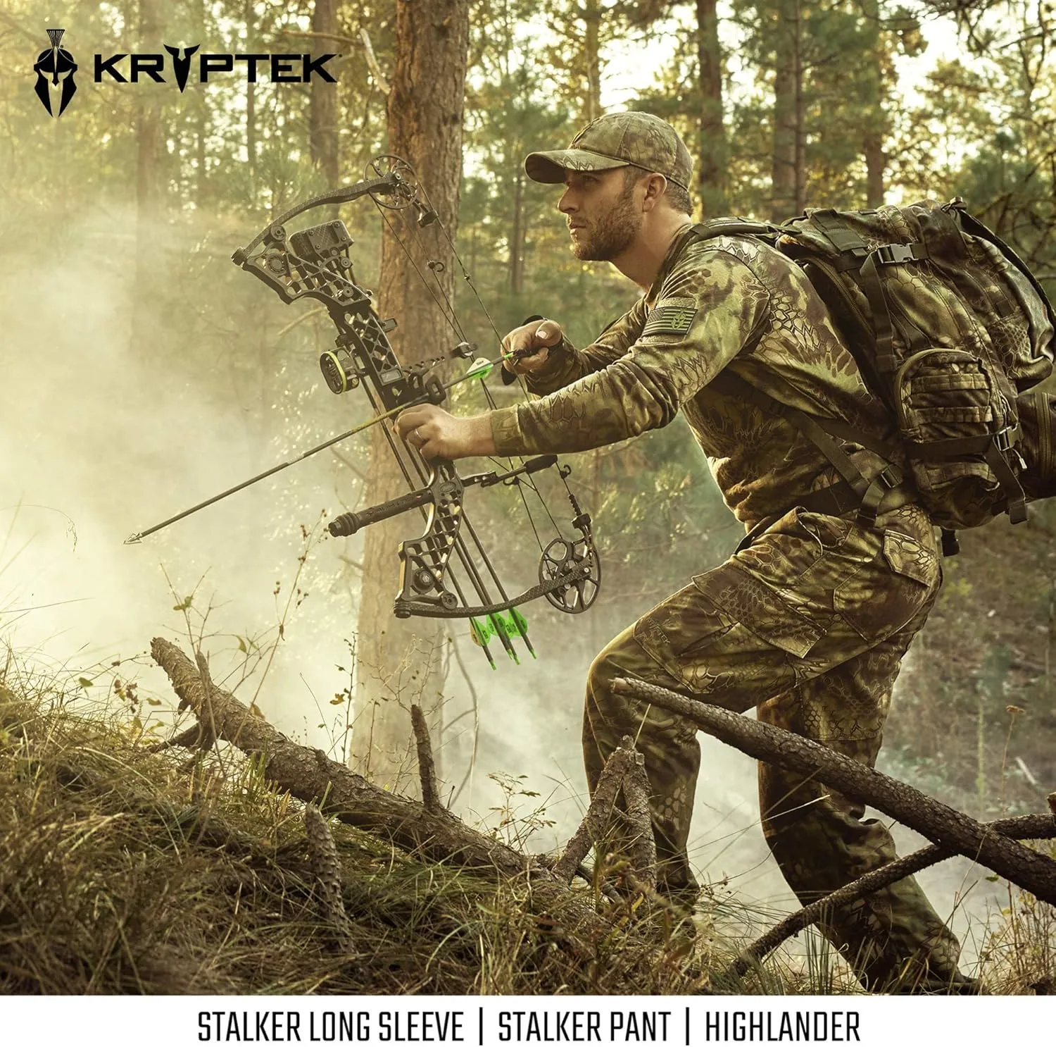 Kryptek Men's Stalker Long Sleeve, 100% Cotton, Stealthy Camo Tee