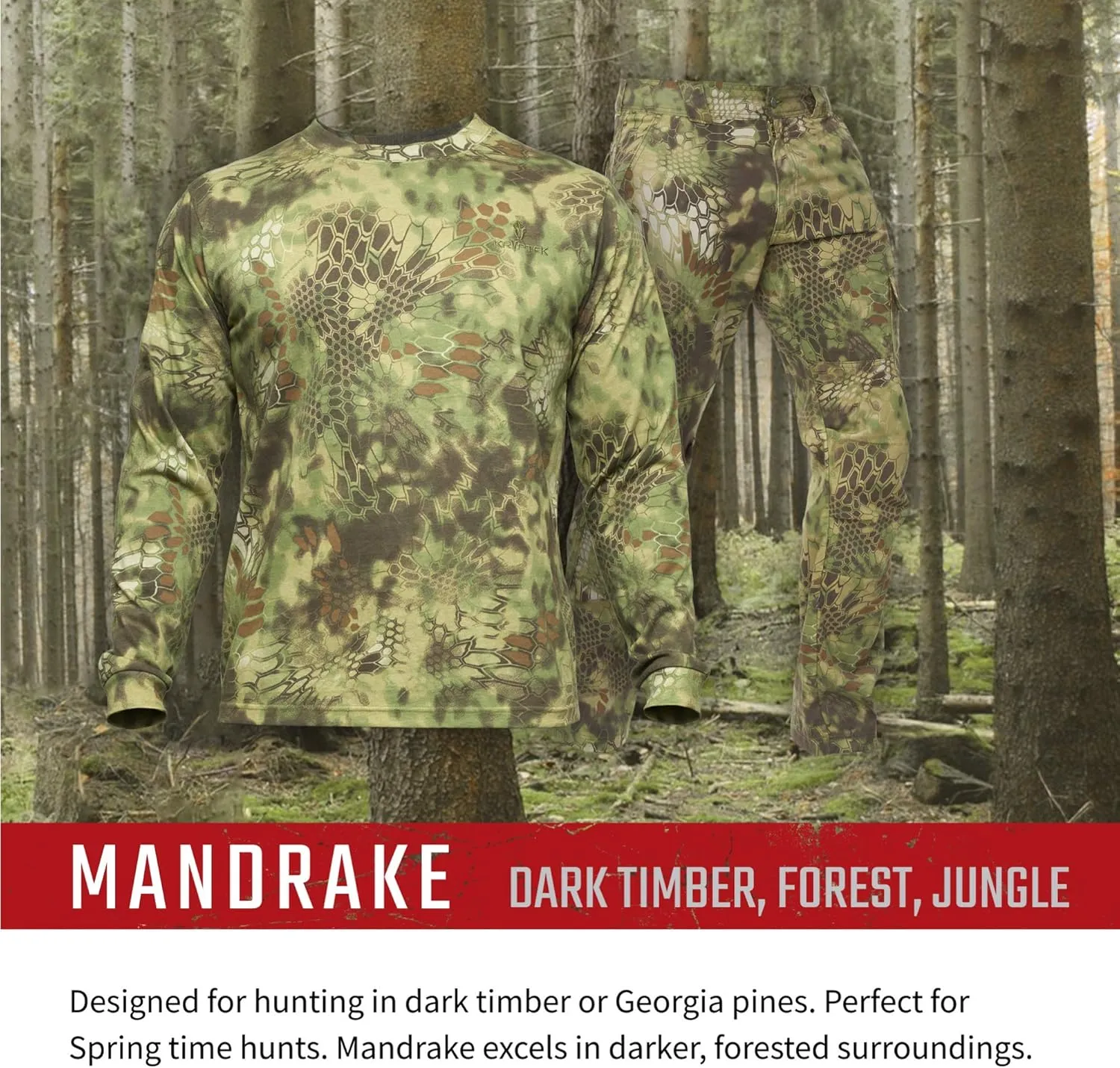 Kryptek Men's Stalker Long Sleeve, 100% Cotton, Stealthy Camo Tee