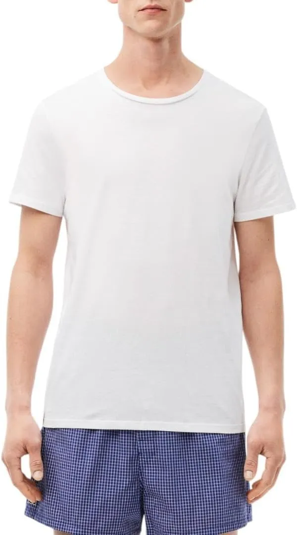 Lacoste Men's 100% Cotton Regular Fit Crew Neck Undershirt, 3-Pack