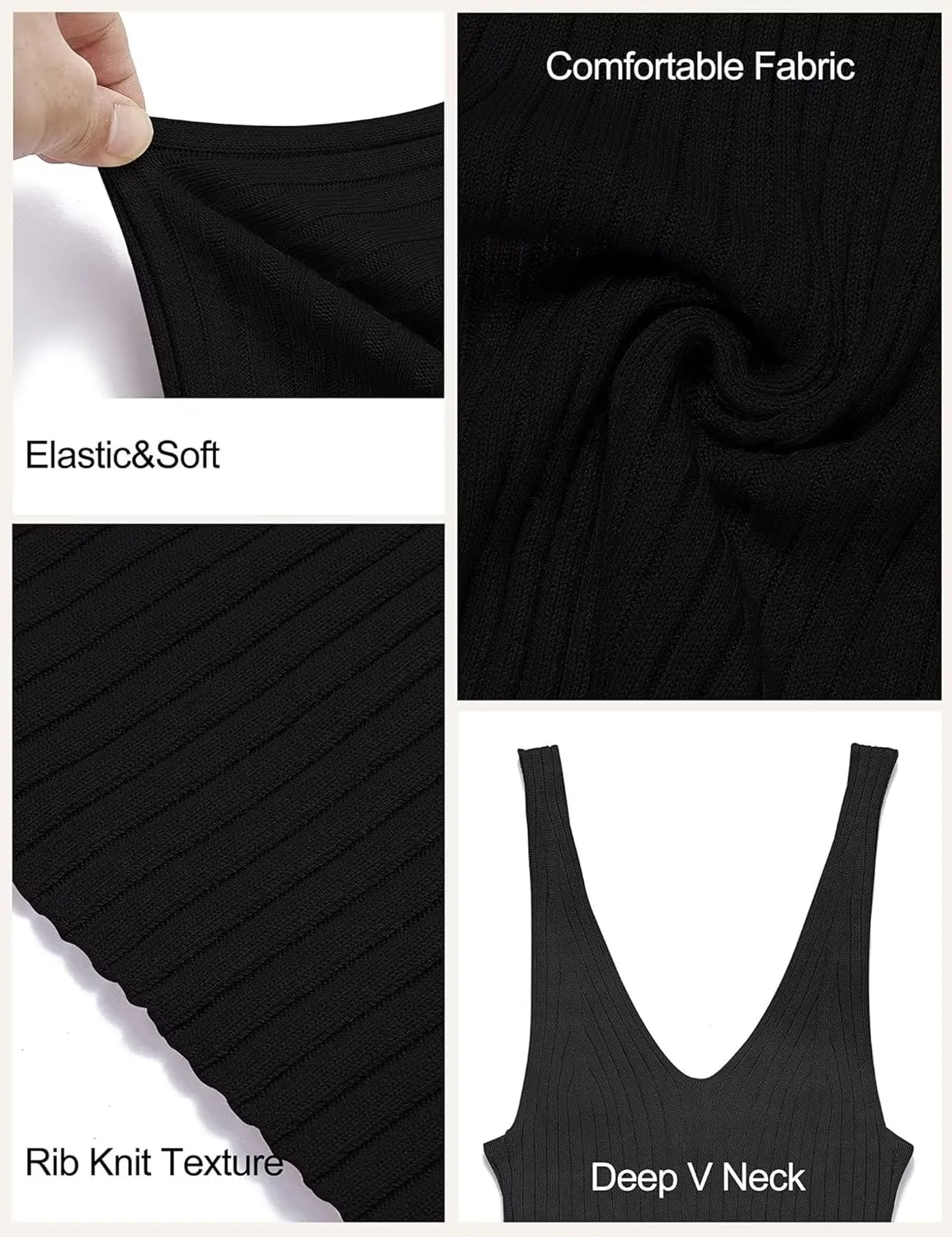 Lacozy Women's 2025 Summer Bodycon Midi Dress Sexy V-Neck Sleeveless Sweater Dress Casual Tank Top Dresses