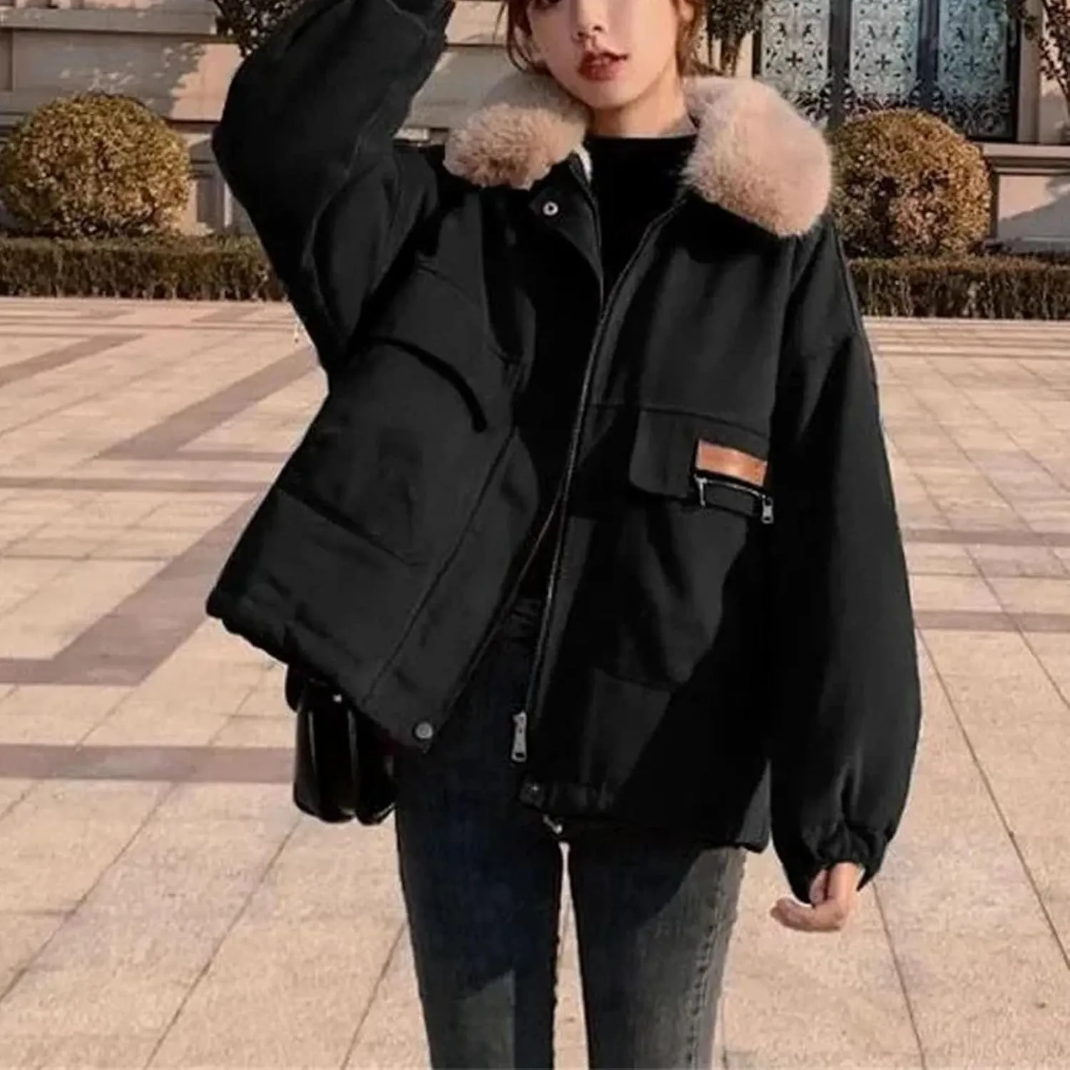 Ladies Short Parka Outwear Winter Female Loose Fitting Down Cotton Coat New Women Thickening Cotton Padded Jacket