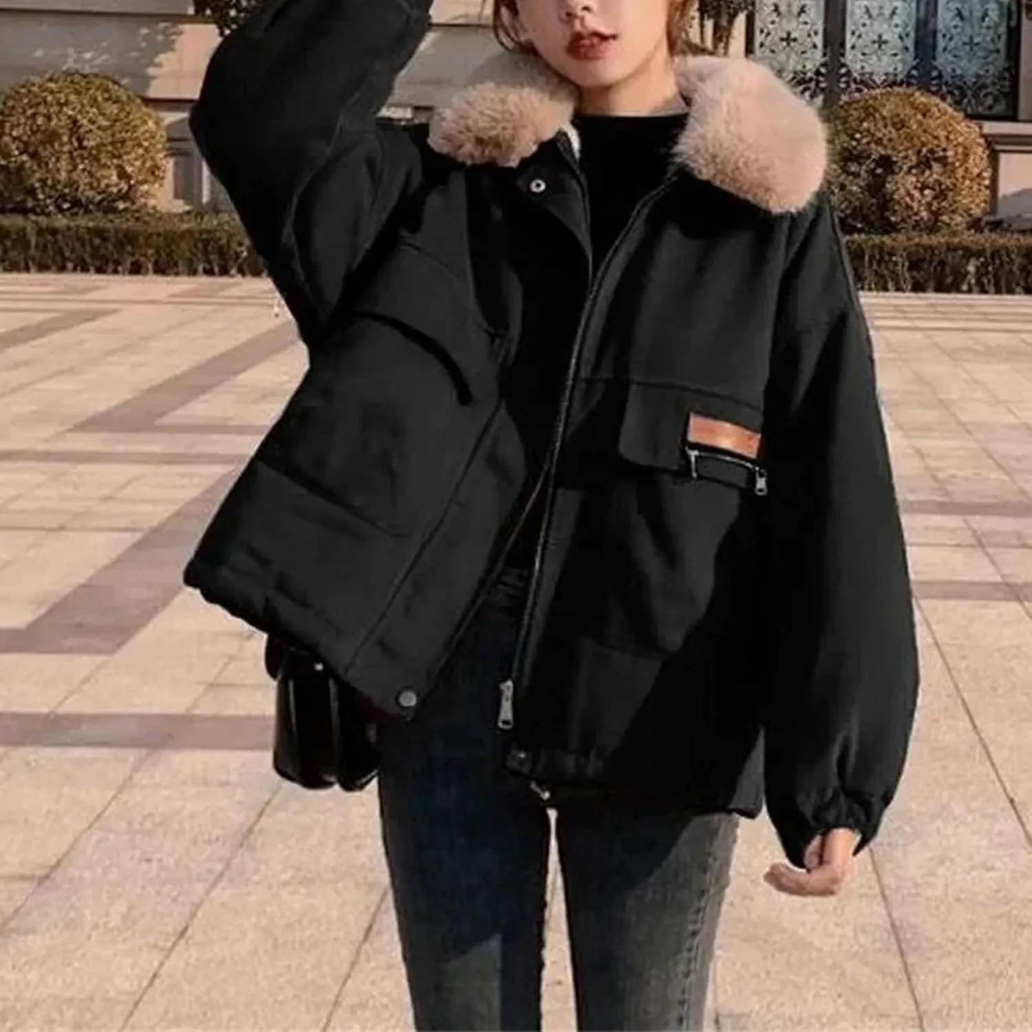 Ladies Short Parka Outwear Winter Female Loose Fitting Down Cotton Coat New Women Thickening Cotton Padded Jacket