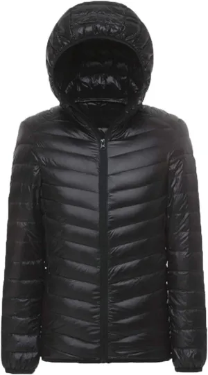 LANBAOSI Men Lightweight Puffer Jacket Winter Packable Hooded Down Coat with Zipper Pockets
