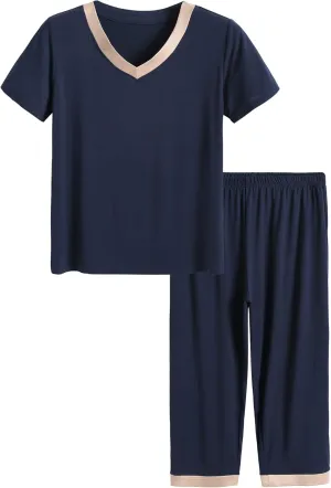 Latuza Women's Sleepwear Tops with Capri Pants Pajama Sets