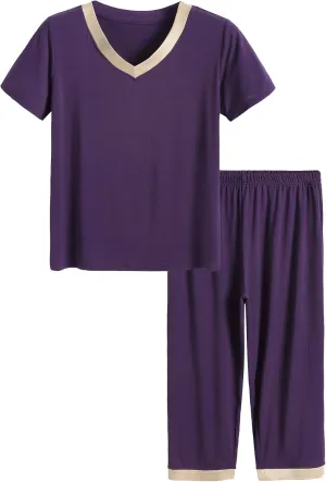 Latuza Women's Sleepwear Tops with Capri Pants Pajama Sets
