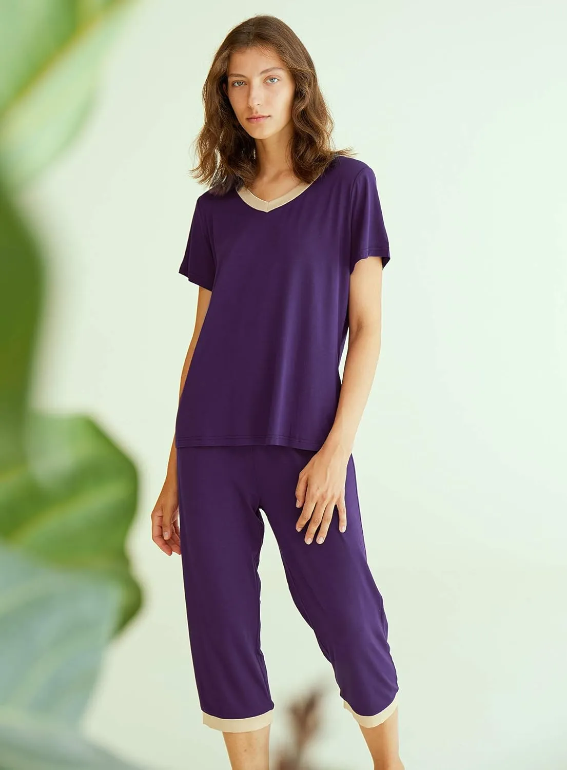 Latuza Women's Sleepwear Tops with Capri Pants Pajama Sets
