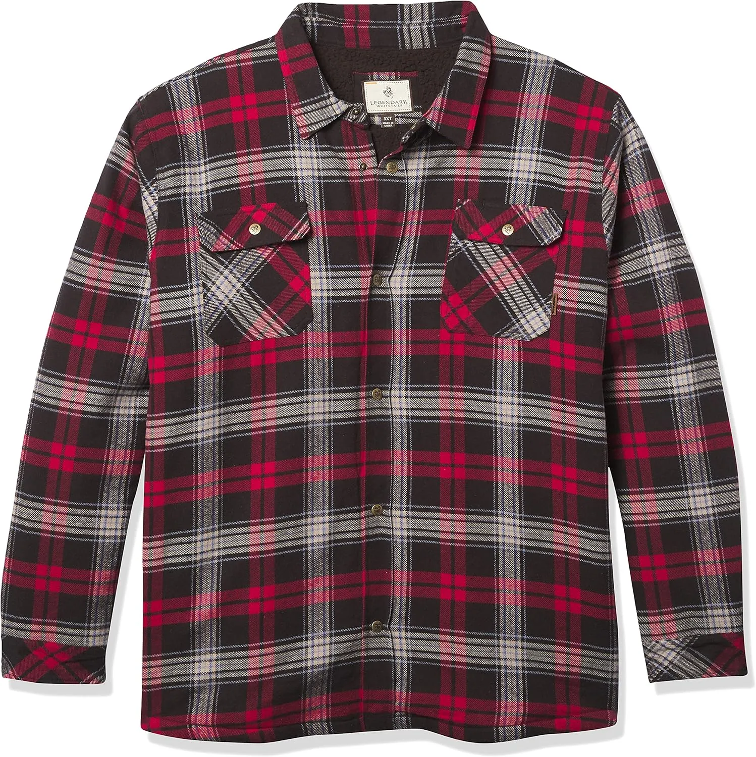 Legendary Whitetails Men's Deer Camp Berber Lined Flannel Shirt Jacket