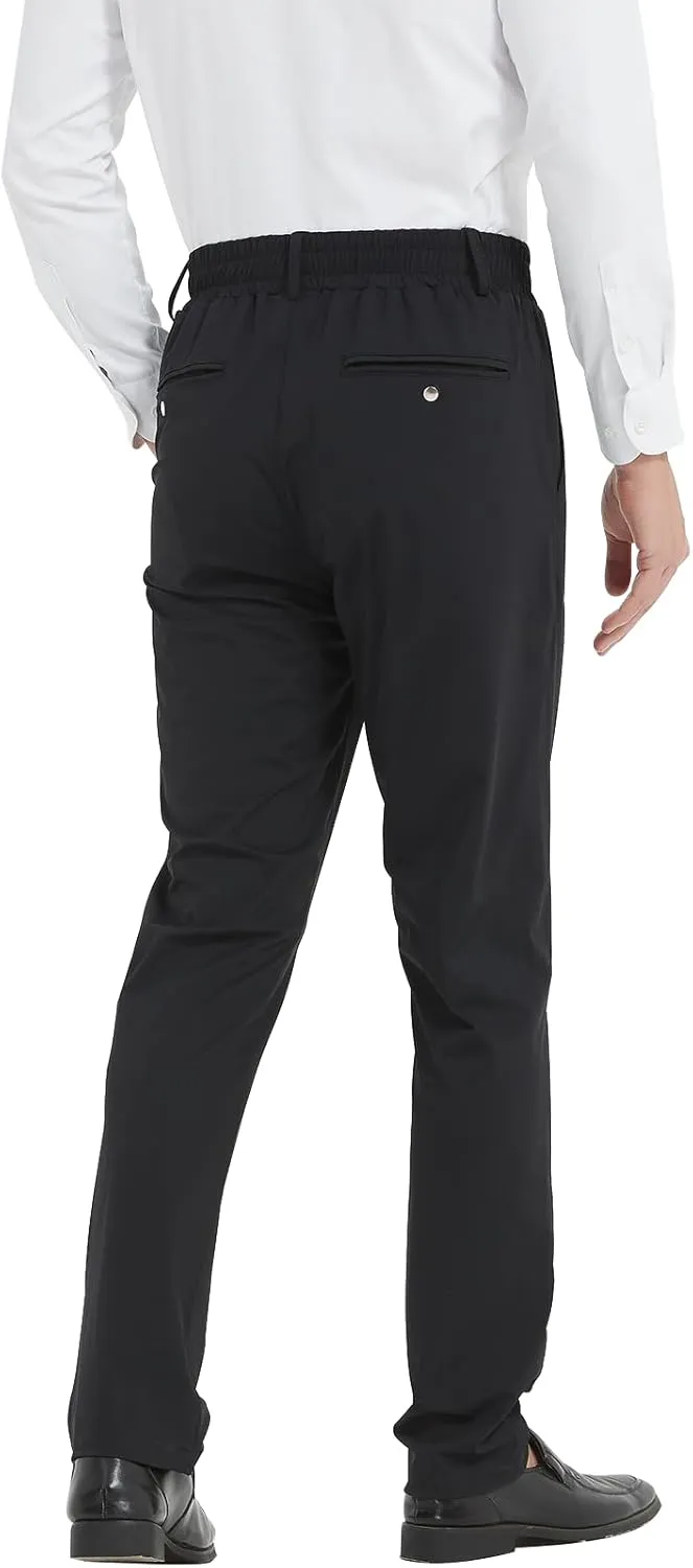 LETAOTAO Lightweight Mens Elastic Waist Pants for Seniors - Stretch Fit, Wrinkle-Free Easy Pull-On with Magnetic Button Fly