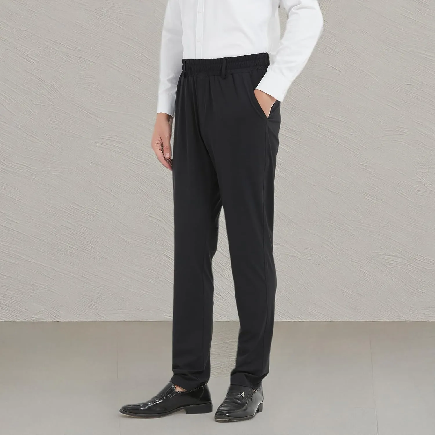 LETAOTAO Lightweight Mens Elastic Waist Pants for Seniors - Stretch Fit, Wrinkle-Free Easy Pull-On with Magnetic Button Fly