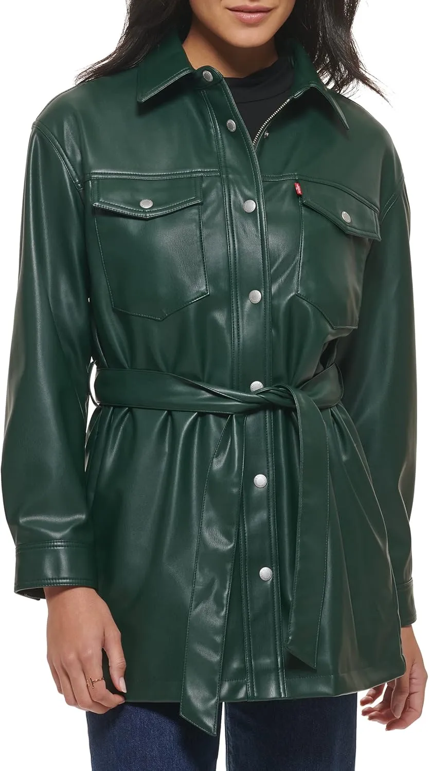 Levi's Women's Faux Leather Belted Shirt Jacket (Standard & Plus Sizes)
