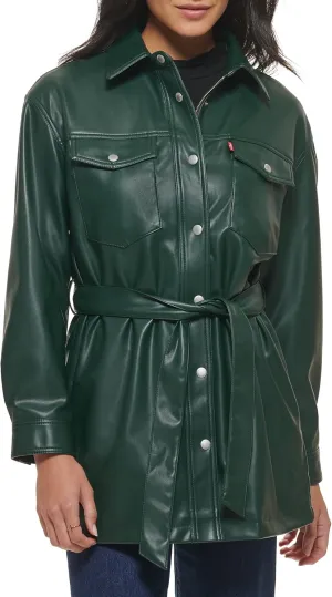 Levi's Women's Faux Leather Belted Shirt Jacket (Standard & Plus Sizes)