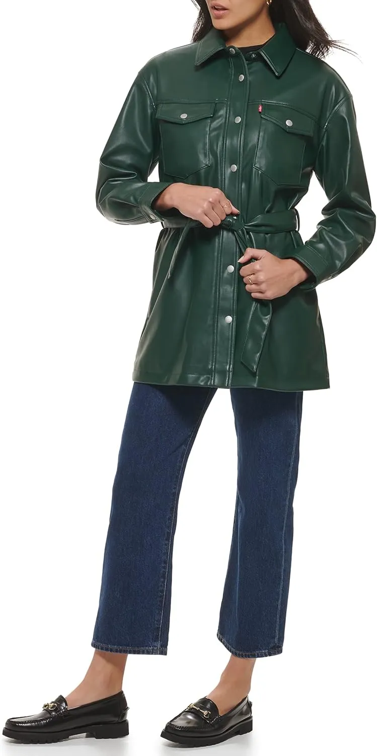 Levi's Women's Faux Leather Belted Shirt Jacket (Standard & Plus Sizes)