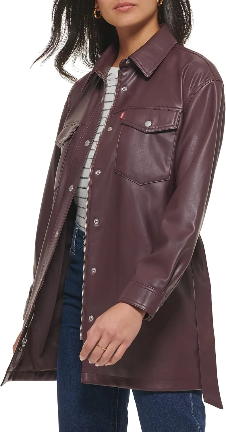 Levi's Women's Faux Leather Belted Shirt Jacket (Standard & Plus Sizes)
