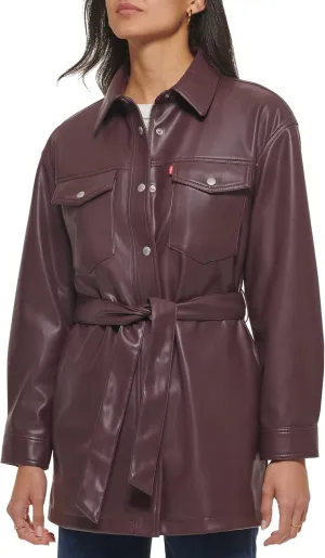 Levi's Women's Faux Leather Belted Shirt Jacket (Standard & Plus Sizes)