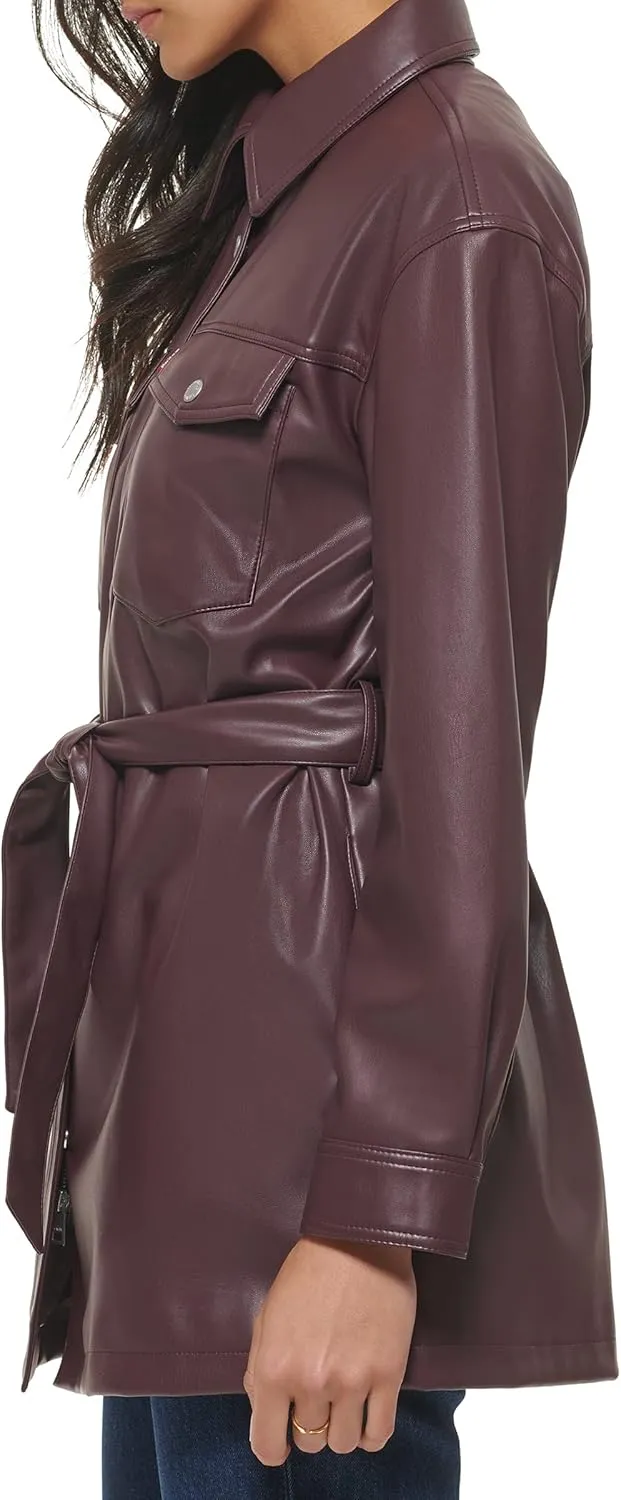 Levi's Women's Faux Leather Belted Shirt Jacket (Standard & Plus Sizes)