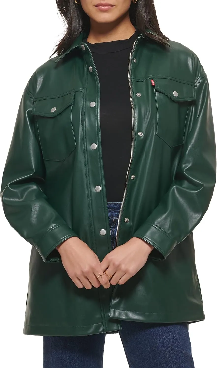Levi's Women's Faux Leather Belted Shirt Jacket (Standard & Plus Sizes)