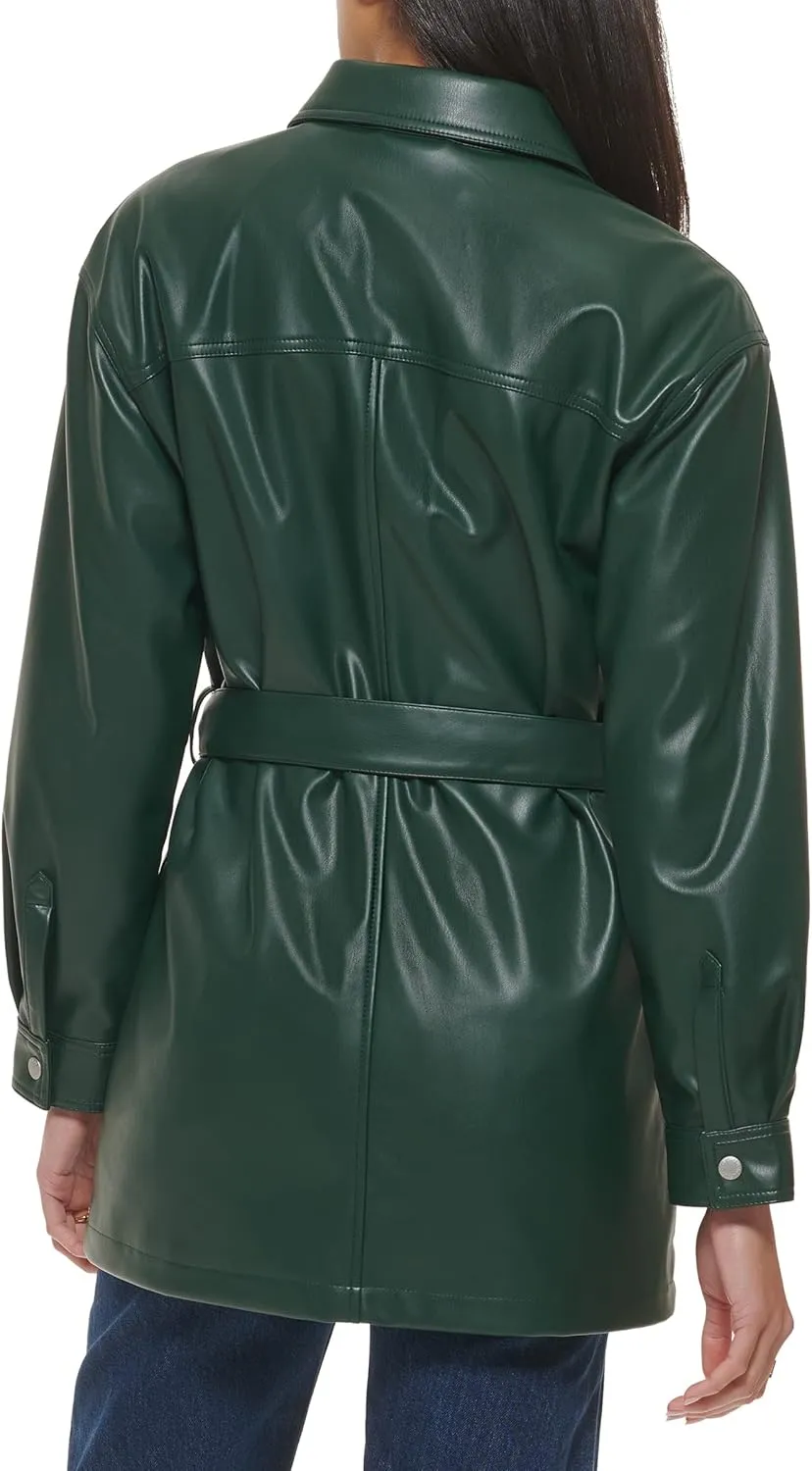 Levi's Women's Faux Leather Belted Shirt Jacket (Standard & Plus Sizes)